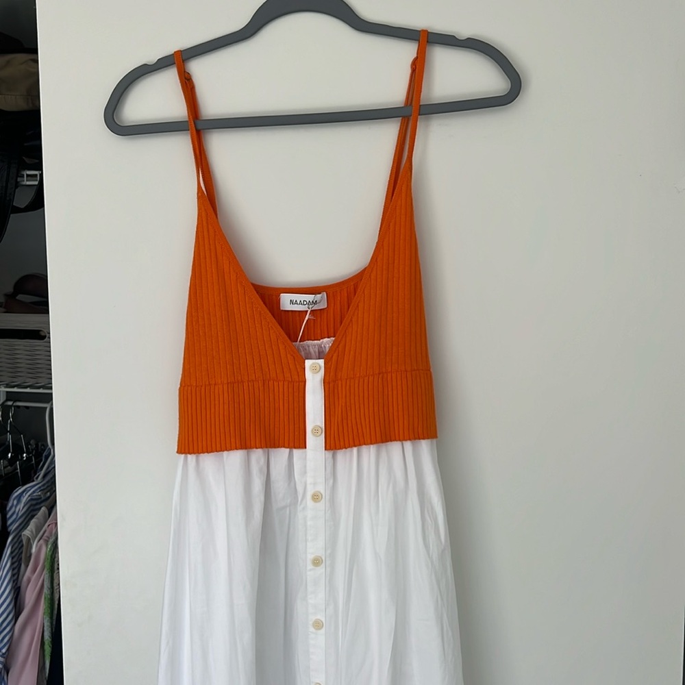 NAADAM Orange and White Maxi Dress
